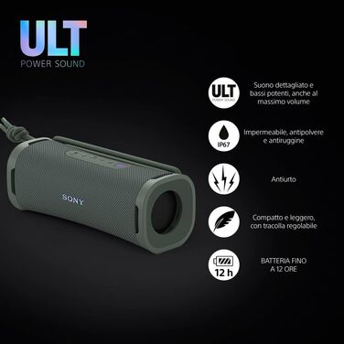 Sony ULT Field 1 Forest Grey - Портативна Bluetooth колонка з глибоким басом, водонепроникна (IP67), 12 год роботи, Forest-Grey