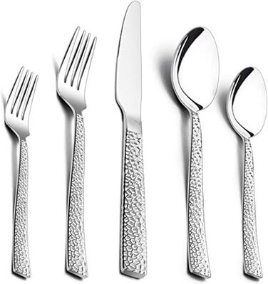 Cutlery Set, HaWare 30-Piece Stainless Steel Cutlery Set with Knife, Fork, Spoon, Dinner Cutlery for 6 People, Hammered Handle Table Cutlery for Home/Party/Hotel/Restaurant, High-Gloss Polished & Dishwasher Safe
