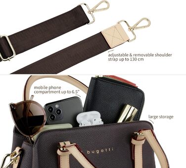 Сумка жіноча Bugatti Ella коричнева, маленька шкіряна сумка через плече для жінок