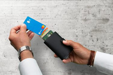 SLim жіноче та чоловіче портмоне/гаманець Smart Wallet з відділенням для монет та RFID захистом, Made in Italy (Чорний та Оранжевий)