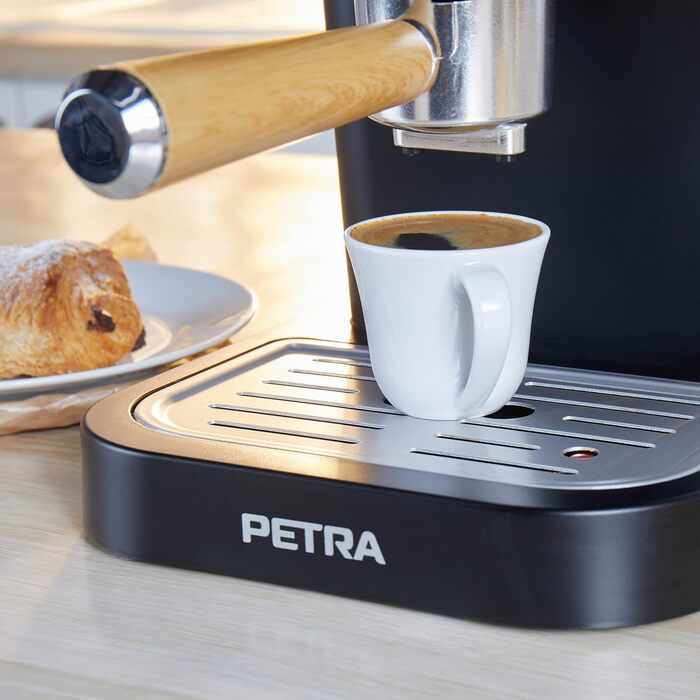 Petra Coffee Machine Barista Pro 1.5L, Semi-Automatic Espresso Machine with Milk Frother, Small Coffee Machine for Espresso & Cappuccino, Coffee Maker 15 Bar, 850W (3-in-1 Barista Coffee Machine)