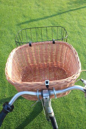 Корзина для собак на кермо велосипеда з ротангу з металевою сіткою та подушкою XL або XXL. Ротангкова корзина для собак, корзина на кермо, кошик для покупок (XL з подушкою) (XL без подушки)