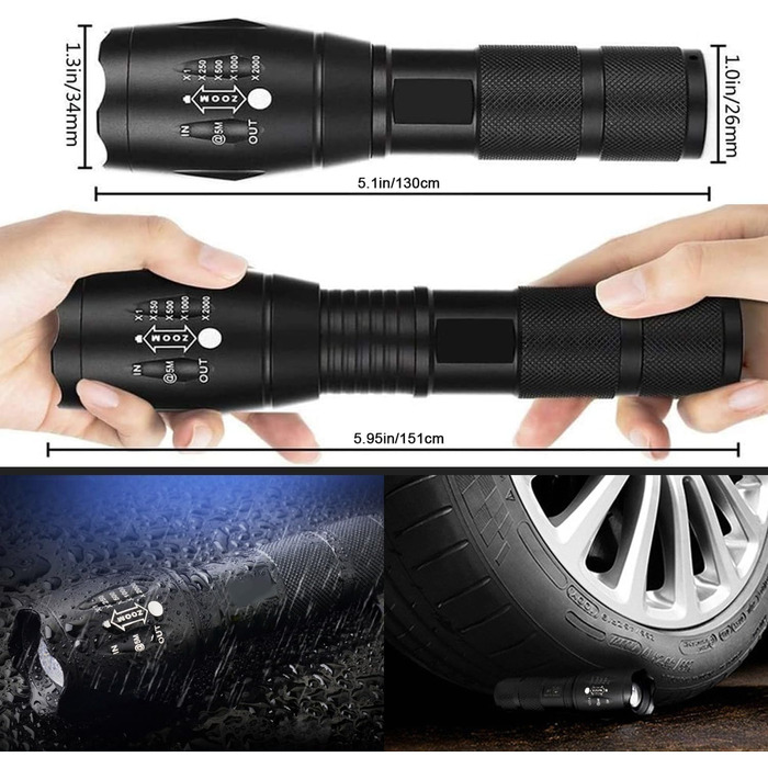 Ліхтар POCKETMAN Zoombar LED з 4 кольорами (червоний, білий, зелений, синій), надзвичайно яскравий, перезаряджається, 4 режими, багатофункціональний для відпочинку на природі, астрономії, нічного бачення та походів