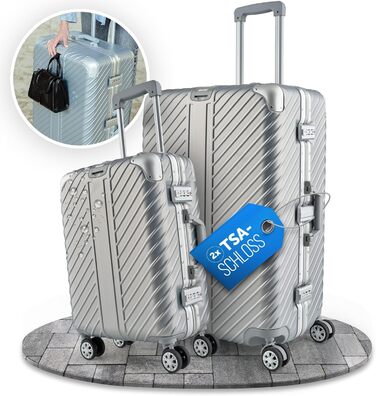 Чемодан ручної поклажі 55x40x20 з алюмінієвим каркасом | Валіза на колесах - Міцний ролер з кріпленням для ноутбука [ВОДОНЕПРОНИКНИЙ] з захистом кутів (ручна поклажа 20 дюймів)