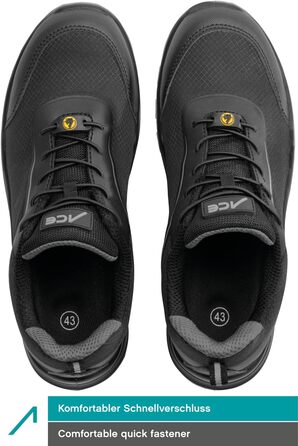 Робоче взуття ACE Sapphire S1-P - безпечне взуття з металевим носком для жінок та чоловіків - надзвичайно легке, блакитно-чорне (36 EU, сіро-чорне)