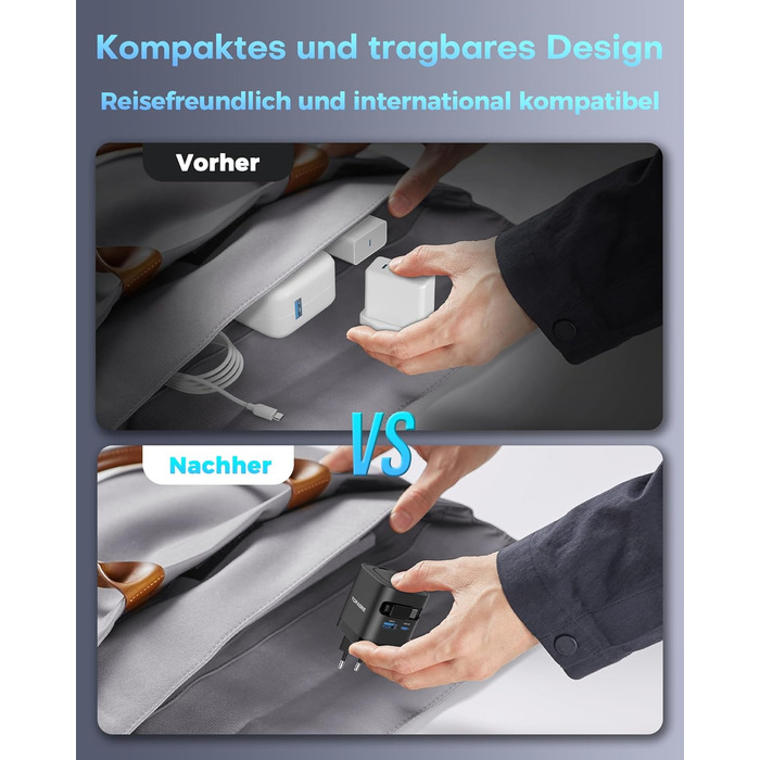 Зарядний пристрій 65W USB-C з кабелями для Apple Watch, 4 порти GaN USB-C, швидка зарядка для Apple Watch Ultra/11/10/9/8/7, MacBook, iPhone, iPad, Galaxy - Білий