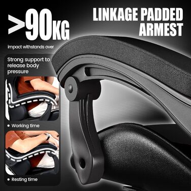 Геймерське крісло Racingreat Ergonomic: регульоване, з підголівником, PU-шкіра, для дітей, підлітків та дорослих, чорне