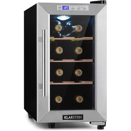Klarstein Wine & Beverage Refrigerator - Slim Design, 1-Zone, Glass Door, Outdoor Ready, UV Protection, 8-Bottle Capacity