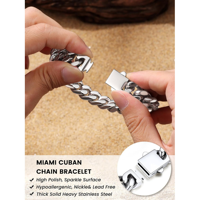 Чоловіча ланцюжок-панцир Miami Bestyle з подарунковою коробкою, 5/7/9/12.5 мм, 19/21/23 см, золото/чорний