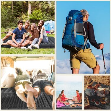 Bluever Self-Inflating Camping Mat with Foot Pump, 14cm Thick Sleeping Pad - Outdoor, Hiking, Travel Mat with Pillow