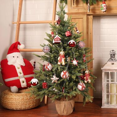 Набір прикрас на ялинку Shareconn 65 шт. - пластикові кулі, міцні, різні розміри та кольори (червоний та білий)