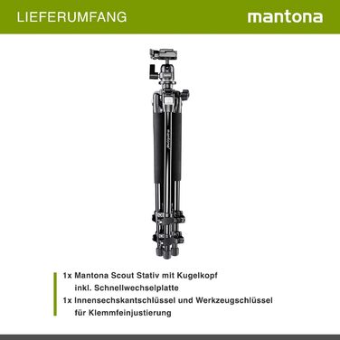 Штатив Mantona Basic Scout: алюміній, кульковий супорт, 144 см, до 5 кг