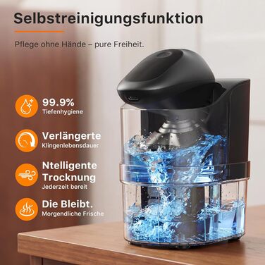 Електричний тример для гоління голови Trimcoo 5-в-1 з титановими лезами, IPX7 водонепроникний, USB-C, LED-дисплей - для чутливої шкіри голови (чорний)