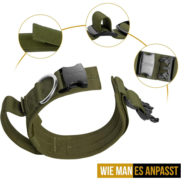 Нашийник для собак OneTigris Ranger з металевою застібкою, зелений, розмір M