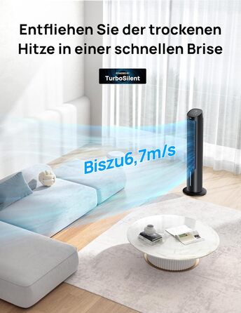 Охолоджувач повітря Dreo з водяним охолодженням, тихий, 40-дюймовий, з поворотом 80°, 3 режими, 4 швидкості, з пульт керування (білий/чорний)