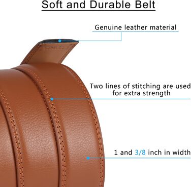Чоловічий шкіряний ремінь SENDEFN з автоматичною пряжкою, ширина 35 мм, регульований розмір, колір 