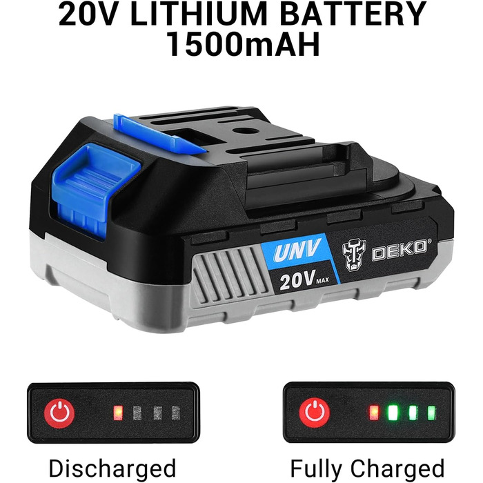 Акумуляторний шуруповерт-дрель DEKOPRO 20V 30-ти шт. комплект з аксесуарами, 18+1 рівень крутного моменту, 40Nm, з акумулятором та зарядним пристроєм (Блакитний)