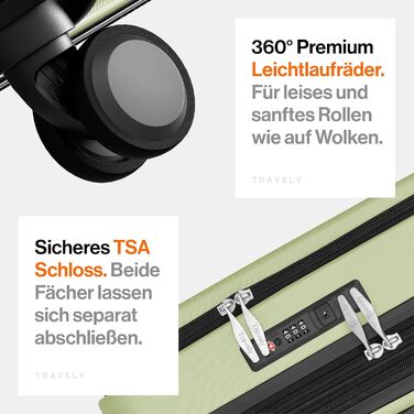 Чемодан Travely з полікарбонату, 77 см, XL, 100 л - міцний валіза з TSA замком та відділенням для ноутбука (55x40x23 см), колір: Небесно-зелений