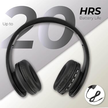 Бездротові навушники PowerLocus Over-Ear з Bluetooth, HiFi стерео, FM радіо та Micro SD/TF слотом (Чорний)