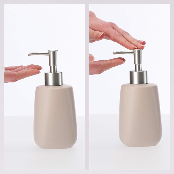 Дозатор для мила KADAX: керамічний диспенсер для рідкого мила, мийного засобу та лосьйону для ванної та кухні (Бежевий)