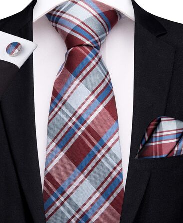 Набір аксесуарів для чоловіків DiBanGu: краватка, хустинка, запонки, затискач для краватки (палеє, квіти, рот/сірий)