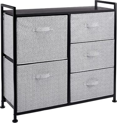 Amazon Basics - Closet Storage Organizer with 5 Fabric Drawers, White (Black)