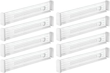 mDesign 8-Piece Adjustable Drawer Organizer – Practical Drawer Divider for Cabinet and Dresser – Flexible Plastic Compartmentalizer – Clear