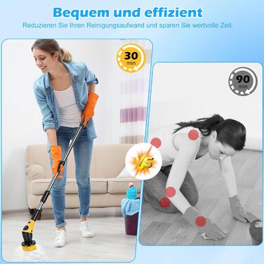 WADEO Electric Cleaning Brush, 17-in-1 Electric Cleaning Brush with Interchangeable Brush Heads and Adjustable Handle, Electric Scrub Brush for Bathroom, Kitchen, Car, Tiles, Floor
