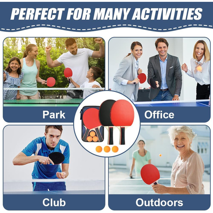 Набір для настільного тенісу Flintronic: 2 ракетки + 3 м'ячі, з сумкою для початківців та професіоналів (#2 Upgrade Black)