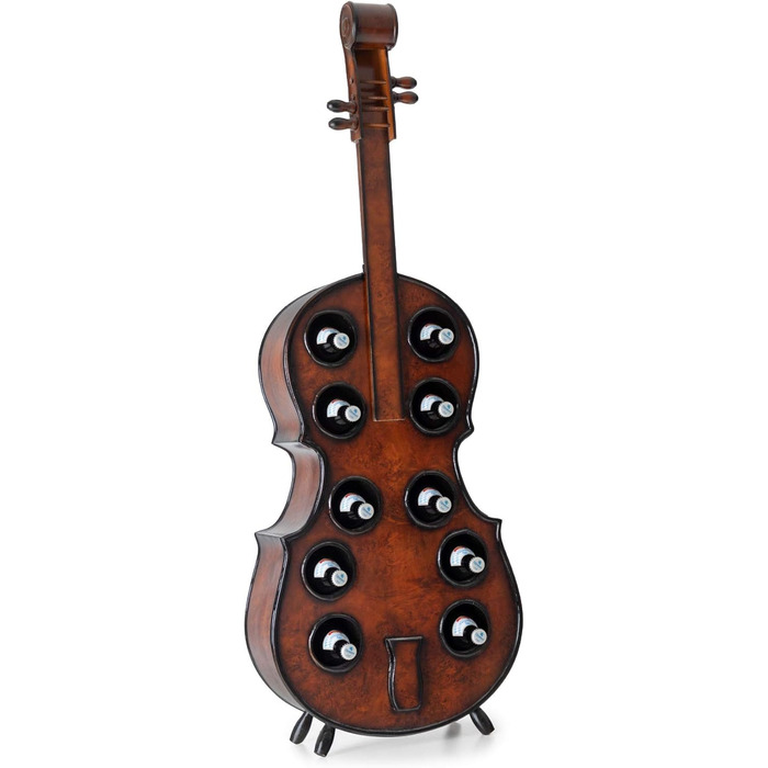 Stradivino Wine Rack for 10 Bottles - Wooden Wine Stand with Vintage Look - Handmade Cello Bottle Rack - Bottle Stand 135 cm High - Retro Wine Bottle Holder