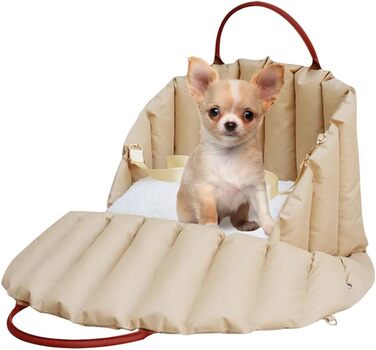 Автомобільний крісло-підвищення для собак, велике (55x42x42 см), світло-хакі. З безпечним ременем.