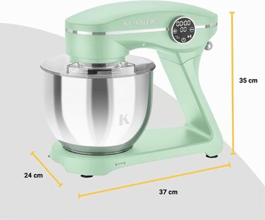 Кухонний комбайн KLAMER 1800W, планетарний міксер для тіста з чашею з нержавіючої сталі 6л (Premium Mint)