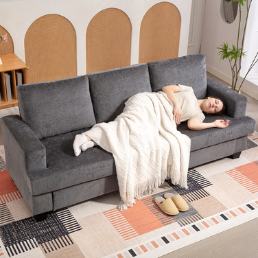 HOMCOM 3-Seater Sofa - A comfortable and stylish sofa for your living room, featuring a fabric upholstery, sturdy steel frame, and plush cushioning. Available in Grey.