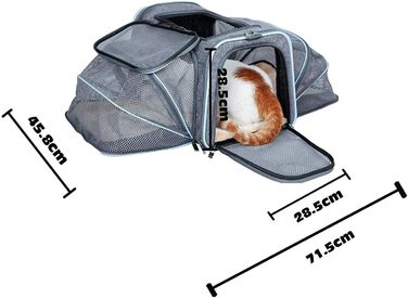 Складана переноска для собак і котів, 72 см. Підходить для подорожей на авто та літаку. Зручна переноска з довгим плечовим ременем, двостороння
