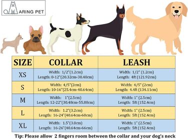 Нашийник та поводок для собак Aring Pet, нашийник та поводок, регульований нашийник для маленьких, середніх та великих собак (L, червоний)