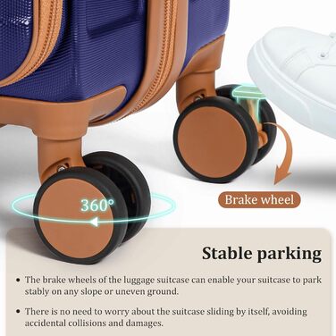 Набір валіз Imiomo 5шт з жорстким корпусом, 4 колеса, TSA-замок, відділення для ноутбука (Морська синя)