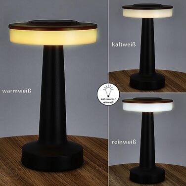 Cepewa LED настільна лампа 'Lille' з торканням, USB, регулювання яскравості, зміна кольору, тепле світло, чорний колір