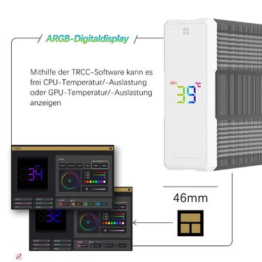 Thermalright Assassin X 120 Digital ARGB: Кулер для CPU з цифровим дисплеєм, білий, для AM5/AM4, Intel lga1851/1700