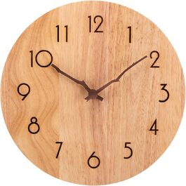 ACCSHINE Wall Clock Wood Oak Silent No Ticking Noise 30cm Quartz Large Easy to Read for Living Room Kitchen Bedroom Office School (Wood Color - Branch Hands)
