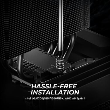 ID-COOLING SE-214-XT Black: Кулер CPU з чорним дизайном, 4 теплові трубки, 120мм вентилятор, сумісний з LGA1700/1851/1200/115X, AMD AM5/AM4