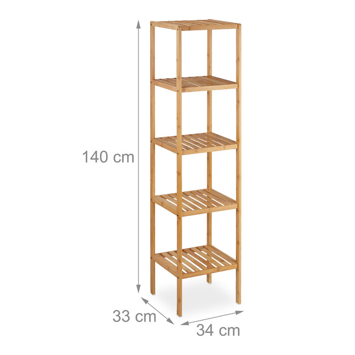 Relaxdays Bamboo Bathroom Shelf with 5 Shelves