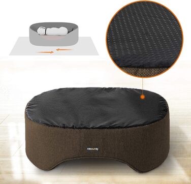 Feandrea Dog Bed, Dog Basket, Reversible Cushion, 73 x 60 x 27 cm, Brown PGW031K01