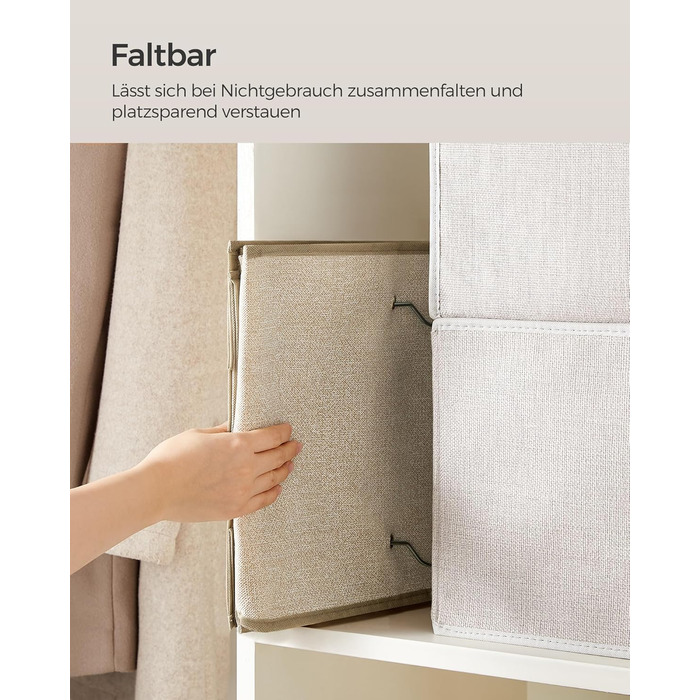 Органайзер для шафи SONGMICS, Hängeorganizer, складний, з металевими гачками та бамбуковими вставками, бежевий, 2 шт.