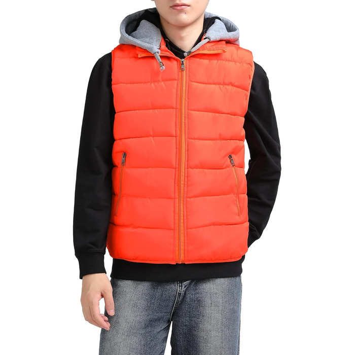 Чоловіча степкова жилетка YOUTHUP з капюшоном, тепла зимова жилетка для активного відпочинку, спортивна жилетка, оранжевого кольору (S)