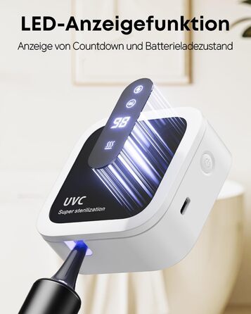 Стерилізатор зубних щіток UV-C та UV-A, настінний тримач з функцією сушіння повітрям, для ванної кімнати, дому та подорожей (білий)