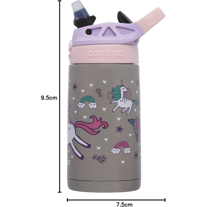 Contigo Kinder Trinkflasche Easy Clean Autospout with Straw, BPA-free durable water bottle, 100% leak-proof, easy to clean, ideal for daycare, kindergarten, school and sports, 420 ml