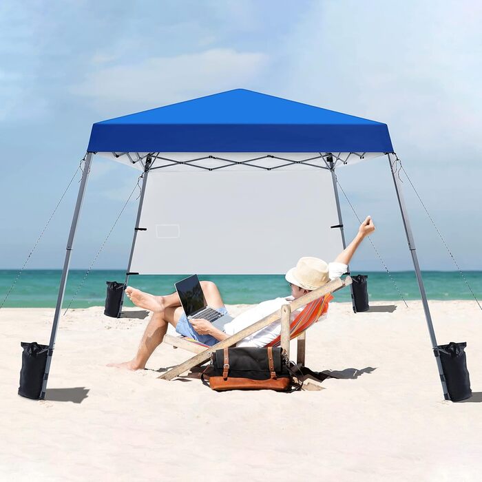 Yaheetech 3x3m Pop-Up Gazebo, Folding Canopy, Waterproof with 1 Side Wall, One Push Garden Gazebo with Carry Bag, UV Protection, Foldable Tent for Camping, Festivals, Parties, Blue