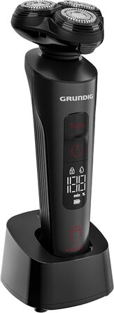 Електричний чоловічий бритва Grundig ProClub MS 9130 з датчиком BeardCare, леза з титану, вологе/сухе гоління, тример для довгої щетини, корпус з 61% переробленого пластику, матовий чорний/червоний