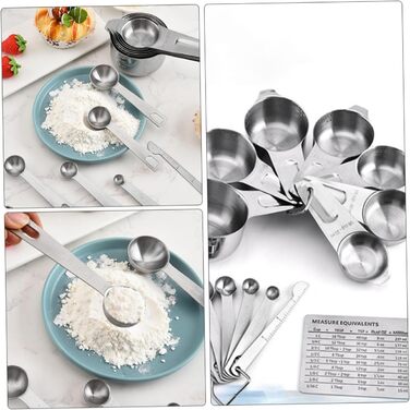 Amosfun Measuring Cup and Spoon Set: 7 Measuring Cups, 7 Measuring Spoons, Stainless Steel, Measuring Scale for Baking