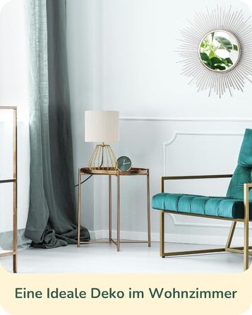 EDISHINE Настільна лампа, сучасний індустріальний дизайн, цоколь E14, вінтажна, для спальні та вітальні, бежево-чорна (кремово-білий плісе + золото)